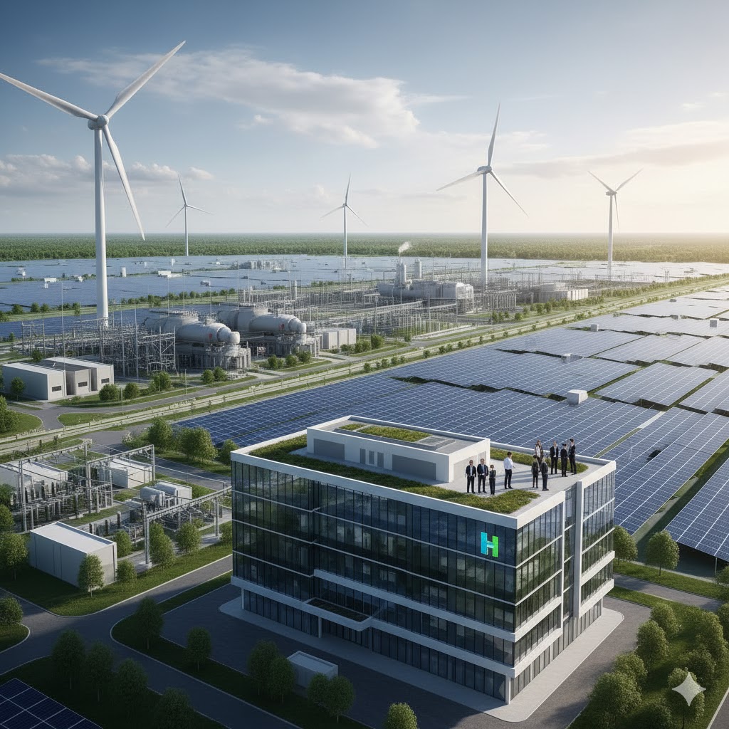 Hybrid solar power plant combining on-grid and off-grid with battery storage